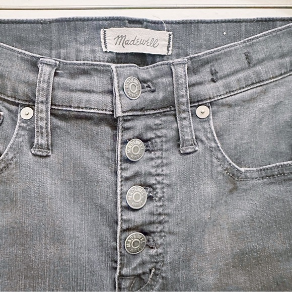 Madewell Cali Demi Boot Black Charcoal Wash Denim Jeans Step Hem Button Fly - Picture 4 of 9